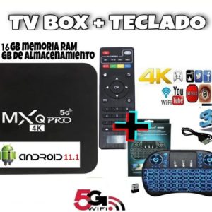 Convertidor a TV SMART con TV BOX MXQ PRO 4K 2,4G Y 5G ANDROID 11.1 REGALO TECLADO BLUETOOTH